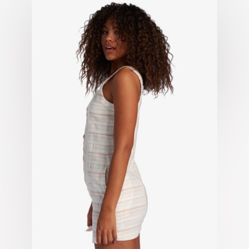 NEW Roxy Mini Dress Buttoned Front Striped Sleeveless Cotton White XL MSRP $55 - Picture 3 of 6